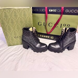 Gucci Women's Black Lace-Up Boots